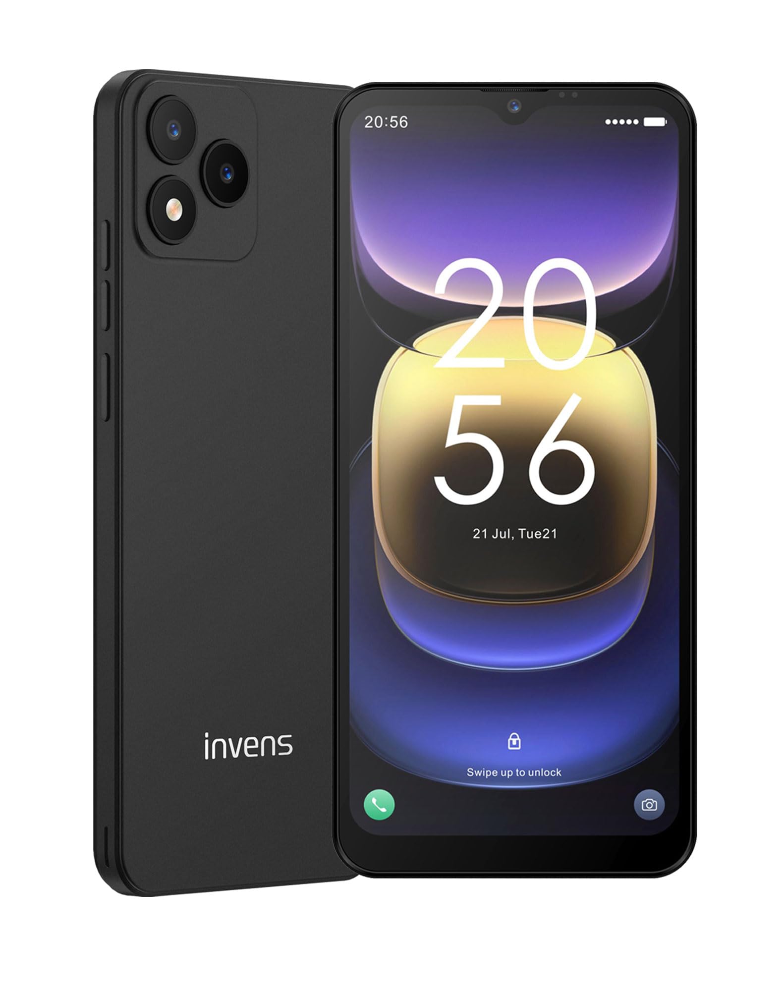 invens NOTE TK01 Unlocked Smartphone, 4GB+32GB/256GB Octa Core, Android 12 Mobile Phone, 6.52" HD+ Display, 4250mAh Battery, 16MP Camera, 4G Dual SIM Free Unlocked Phone, Face ID, GPS - Black