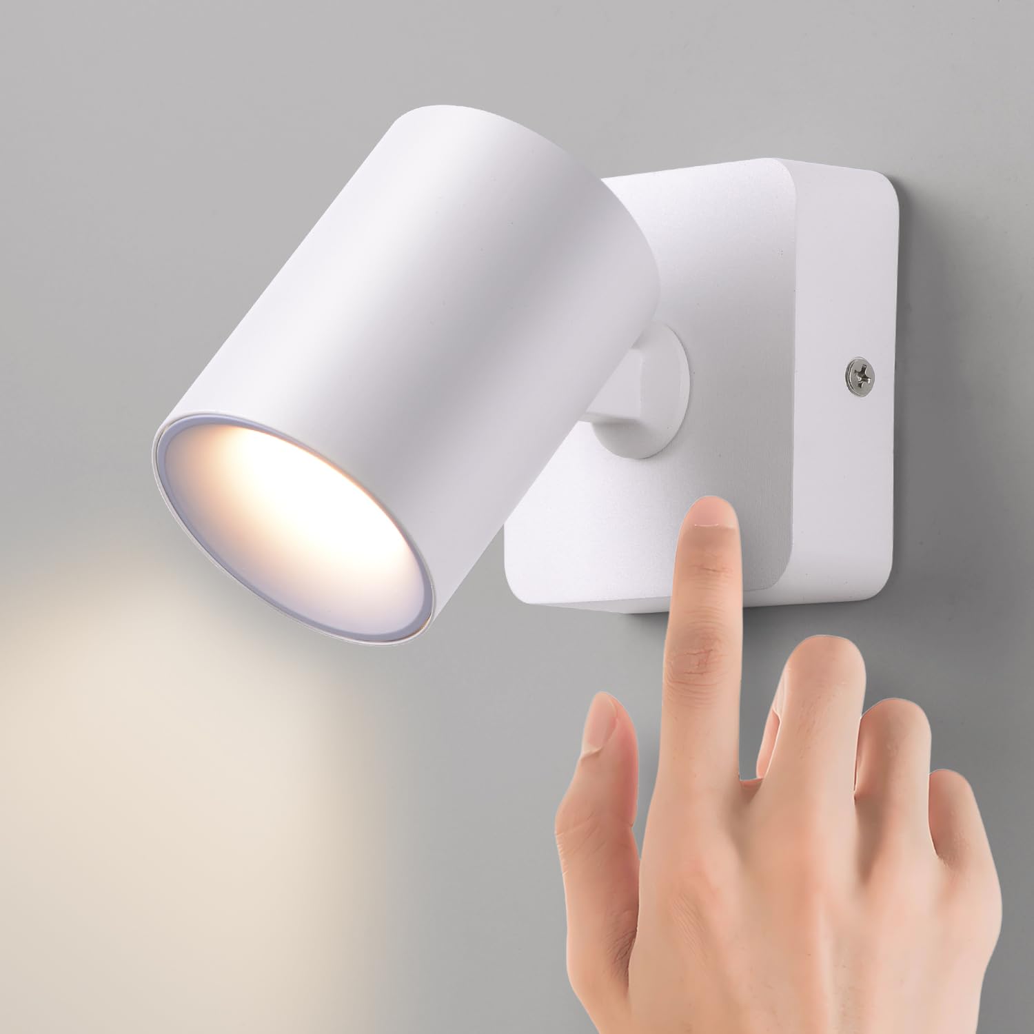 LED 5W Kinkiet ścienny wewnętrzny, ściemniana lampa ścienna sterowana dotykiem, 350° obrotowy światło do czytania w łóżku, 3000 K ciepły biały Lampka nocna, salonu, sypialni, hotelu, Biały