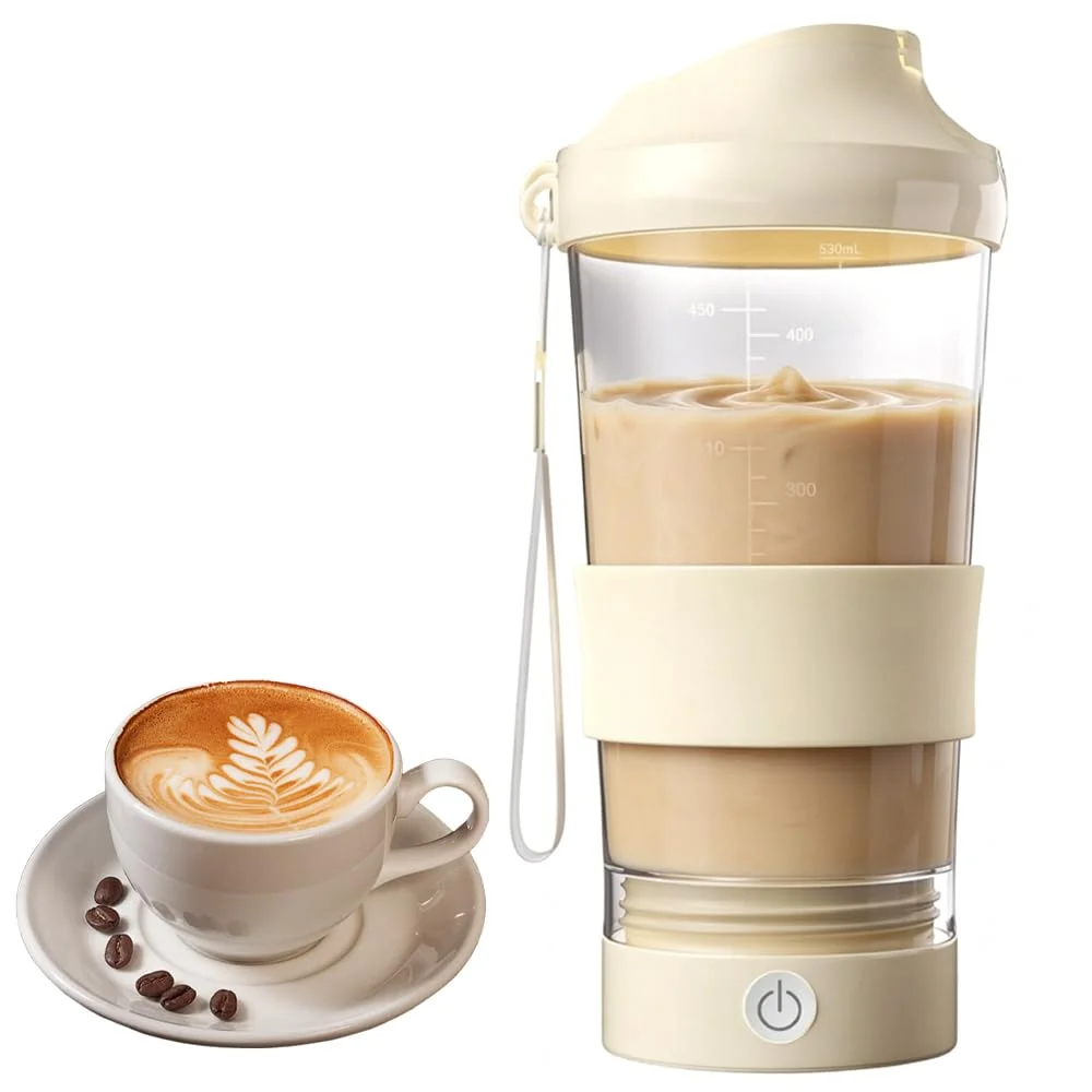 Elektryczny shaker do białek z mikserem, 530 ml, 7000 obr./min, automatyczny shaker do białek, szczelny kubek do shake'a proteinowego i napojów sportowych, nie zawiera BPA