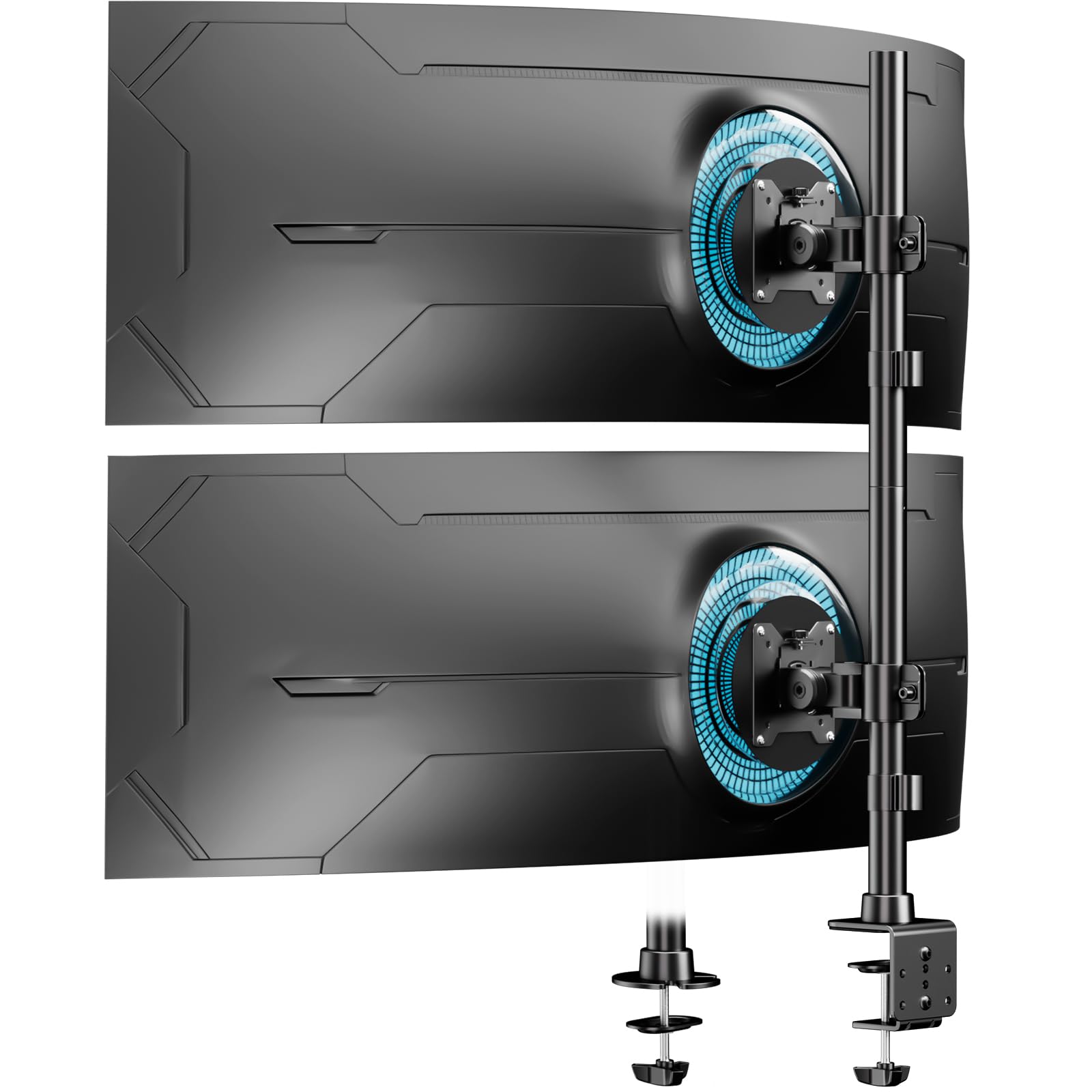 Uchwyt na monitor, 2 monitory, wytrzymały, bardzo wysoki, 803 mm, pionowy uchwyt na ekran do monitorów 43.2 cm - 124.5 cm z obrotowym nachyleniem, waga 2-20 kg na ramię VESA 75/100 mm