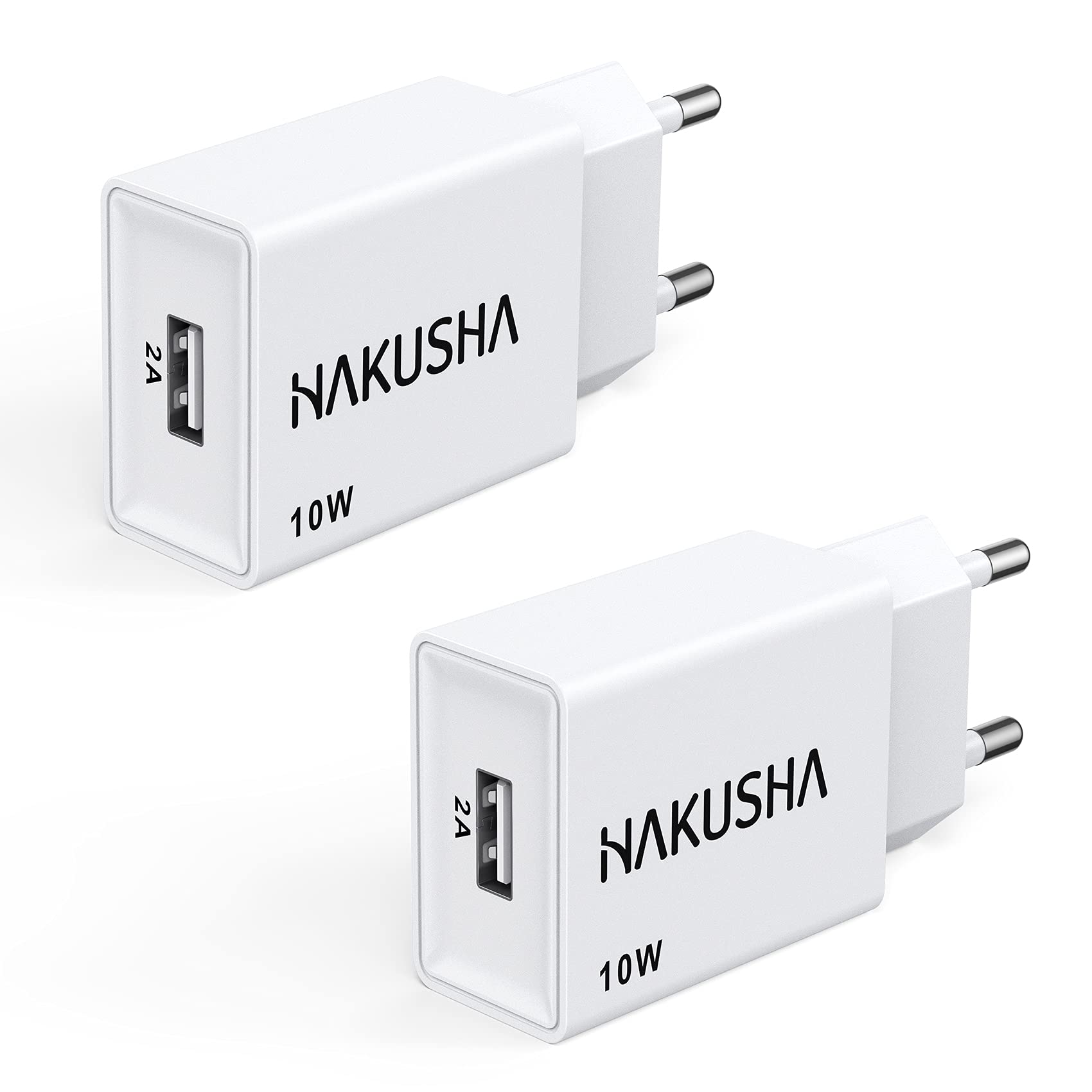 Zestaw 2 zasilaczy USB, ładowarka USB, wtyczka 5 V-2 A, uniwersalna – kompatybilna z iPhone'ami, Samsung Galaxy, Huawei, LG, Blackview, czytnikiem e-booków, tabletami, zabawkami, głośnikami