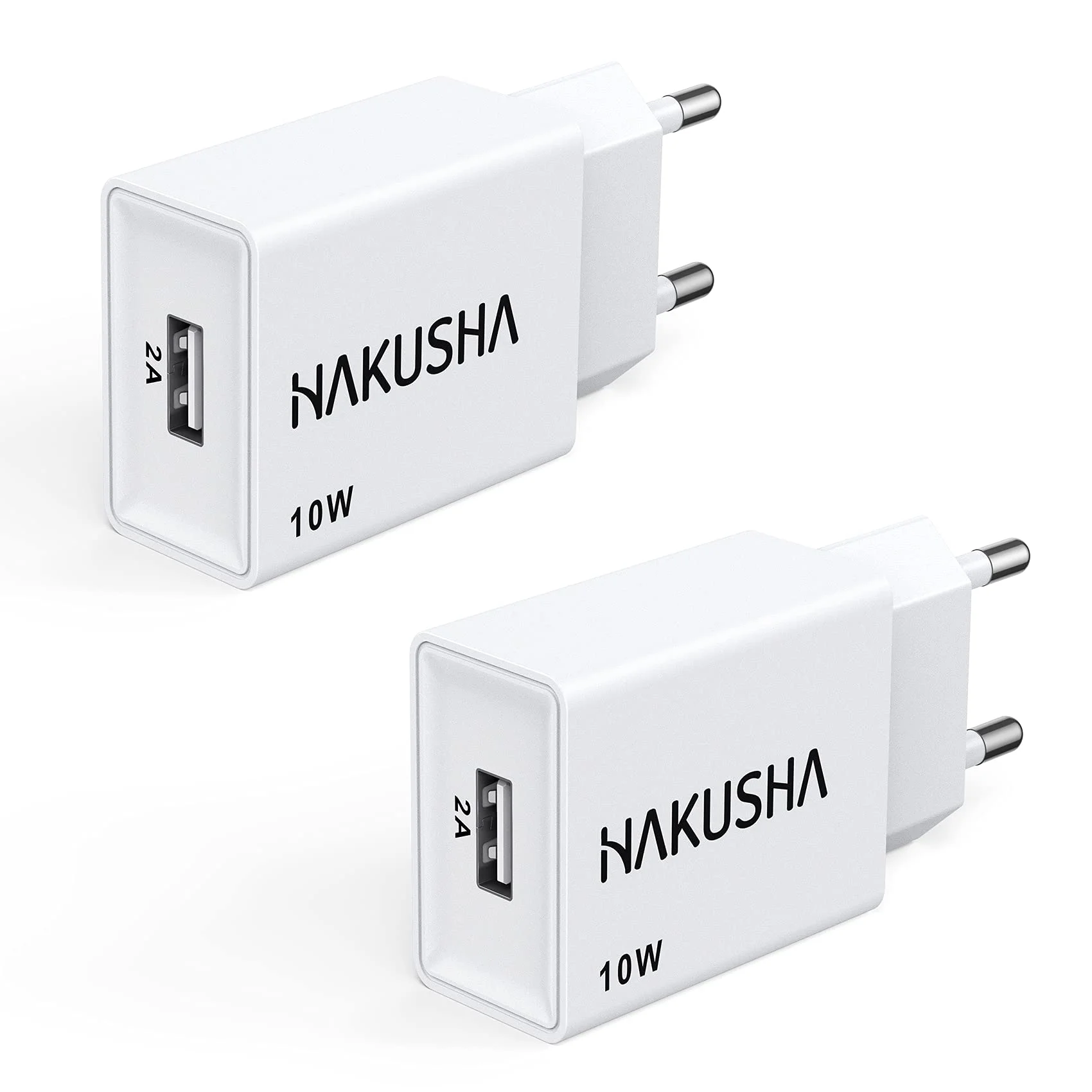 Zestaw 2 zasilaczy USB, ładowarka USB, wtyczka 5 V-2 A, uniwersalna – kompatybilna z iPhone'ami, Samsung Galaxy, Huawei, LG, Blackview, czytnikiem e-booków, tabletami, zabawkami, głośnikami
