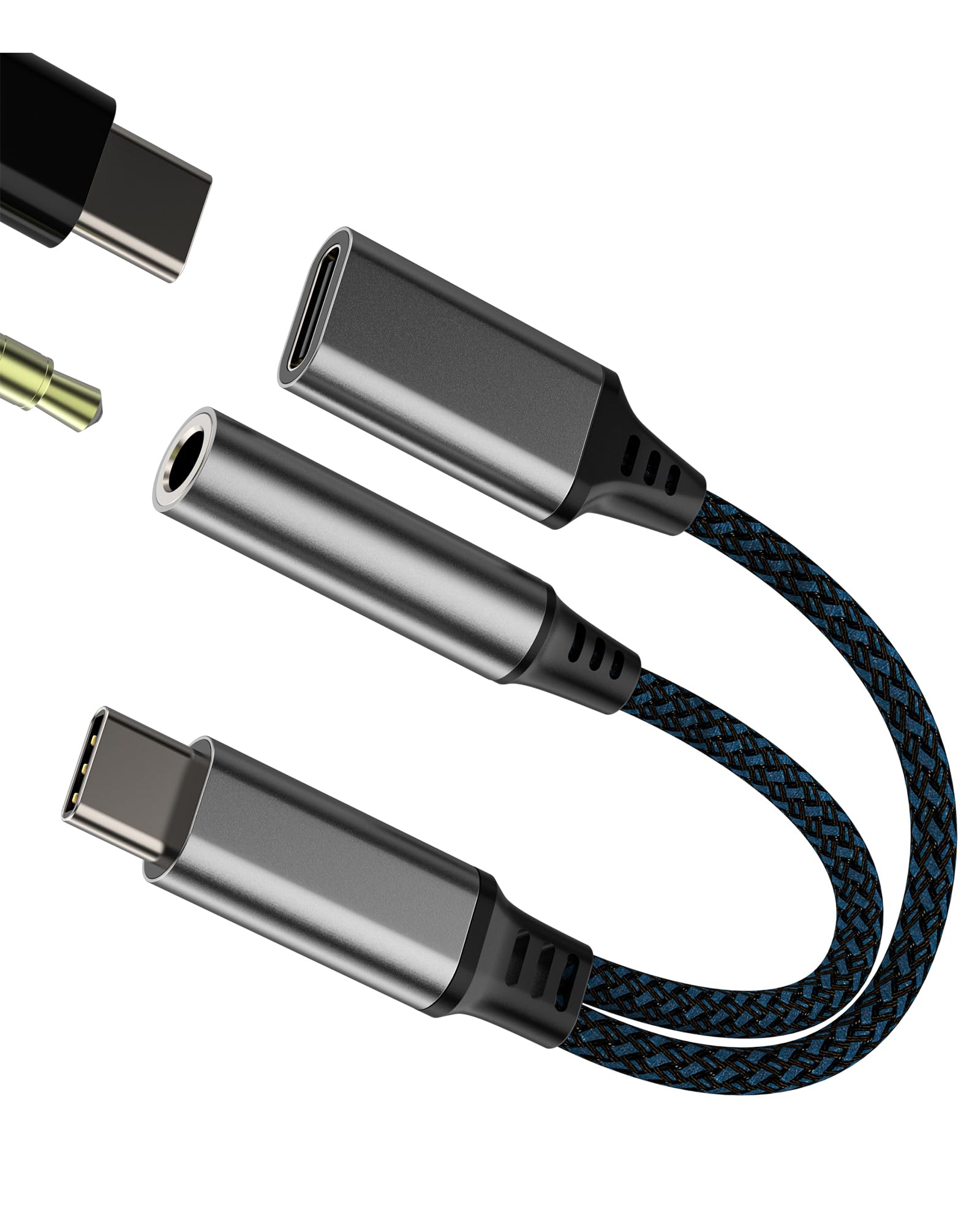 Adapter USB C do gniazda 3,5 mm (2 w 1) Ładowarka Słuchawkowa Gniazdo dla IPhone 16 15 Dla Apple IPad Kompatybilny z Samsung S23 S22 Ultra Splitters Typ C słuchawka Audio Kabel AUX Złącze