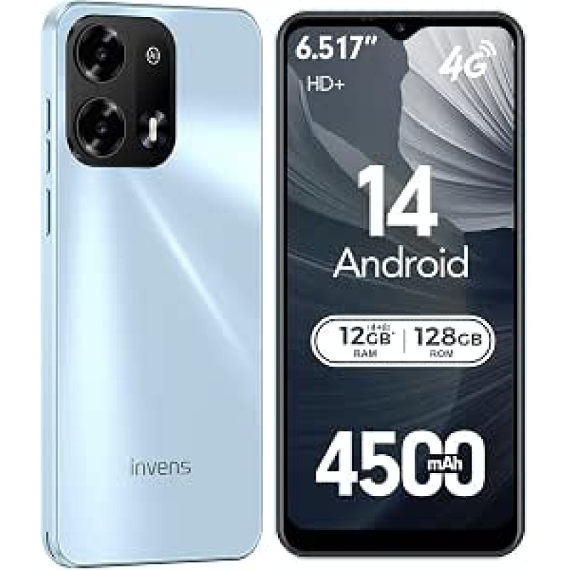 invens NOTE TK02 12GB RAM 128GB ROM Android 14 Smartphone, Octa-Core, 4500mAh battery 16MP, 6.52 inch HD+