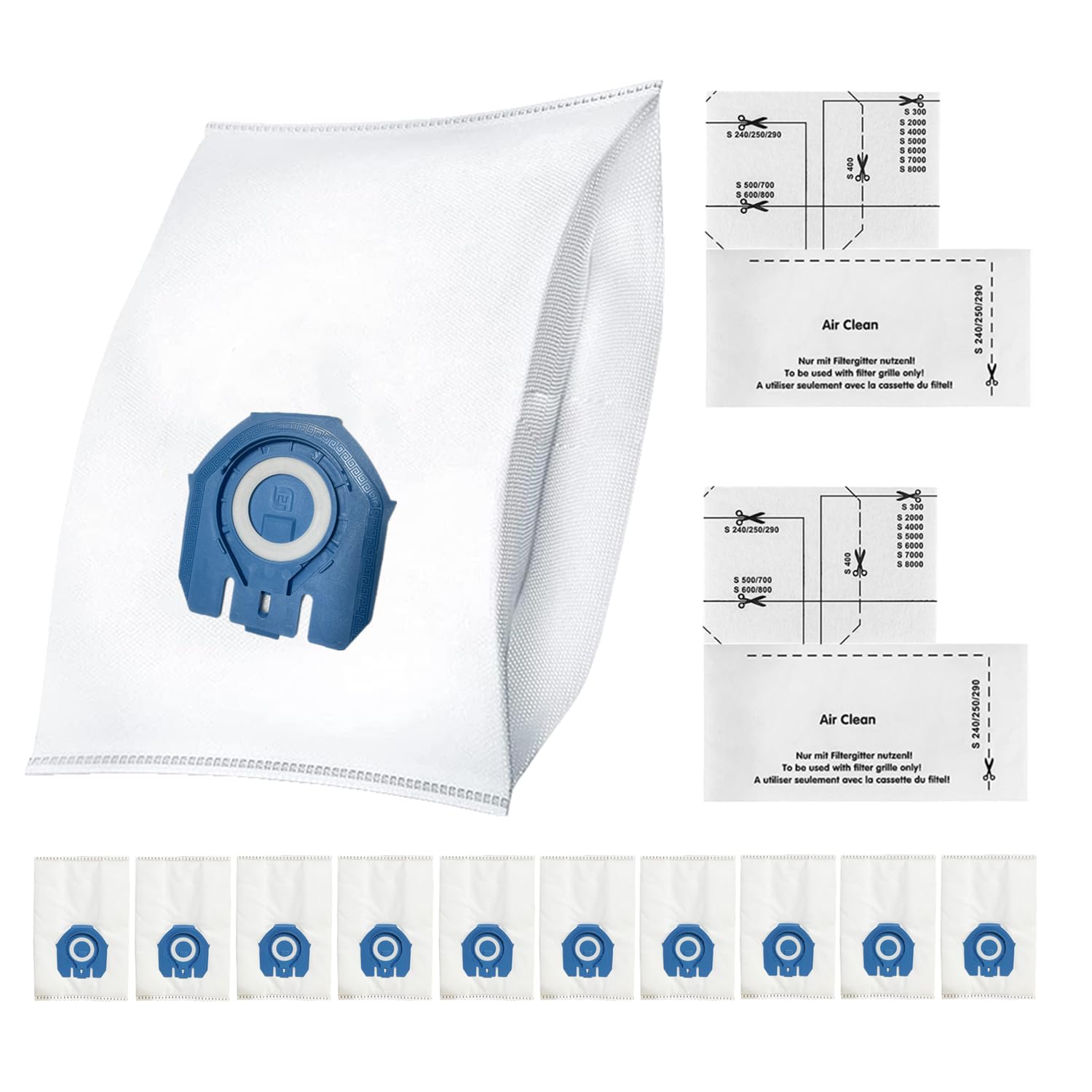 Worki kompatybilne z odkurzaczem Miele Complete C3/Complete C2/Classic C1/S2/S4/S5/S6/S8 3D Efficiency GN worki do odkurzacza, 5 x ochrona silnika i 5 x filtr powietrza wylotowego, zamiennik
