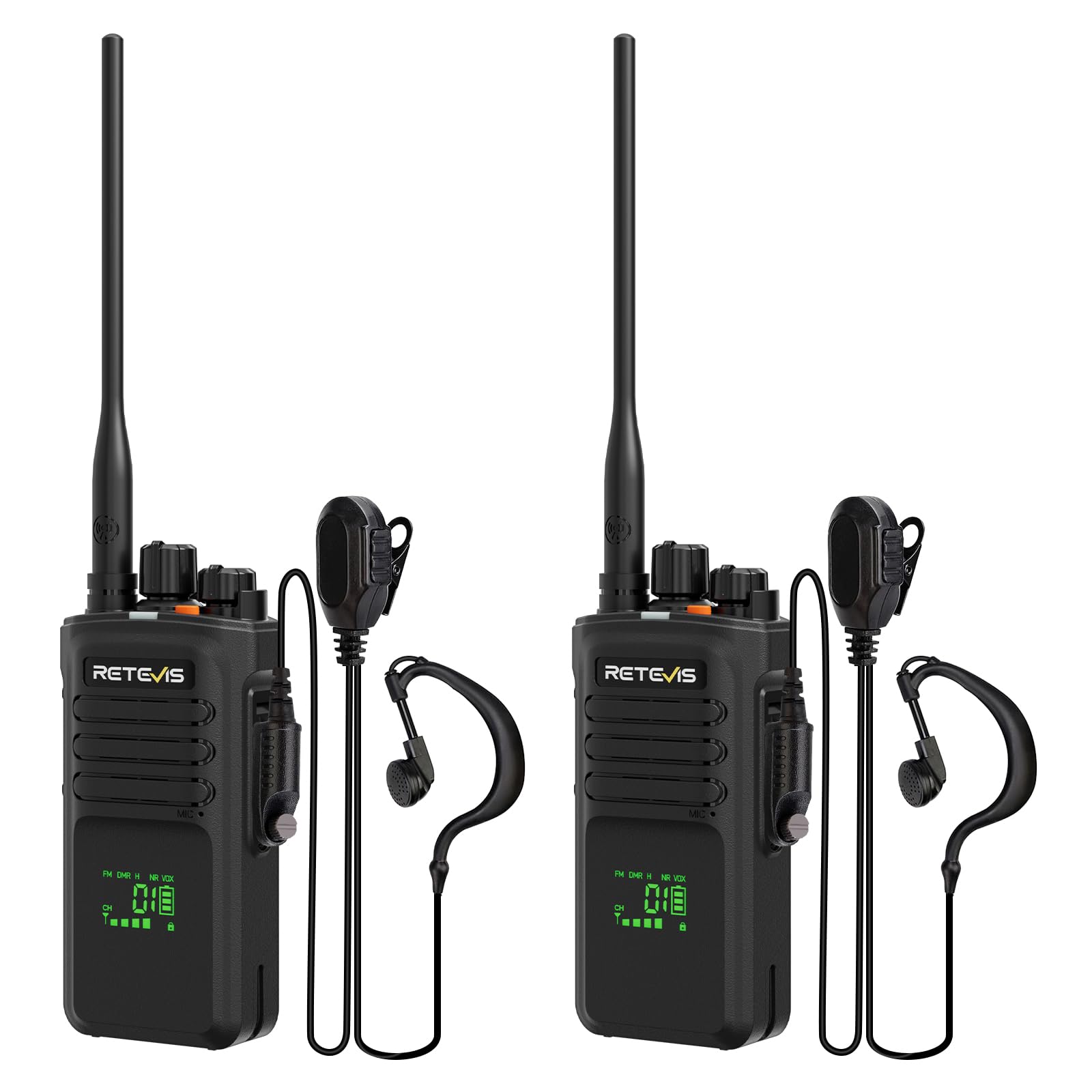 2x Retevis NR40 Radiotelefon o Dużej Wytrzymałości, Cyfrowe i Analogowe Krótkofalówki, Wodoodporność IP67, Połączenia Grupowe, AES256, Wytrzymałe Radio na Duże Imprezy (Czarne, 2 Opakowania)