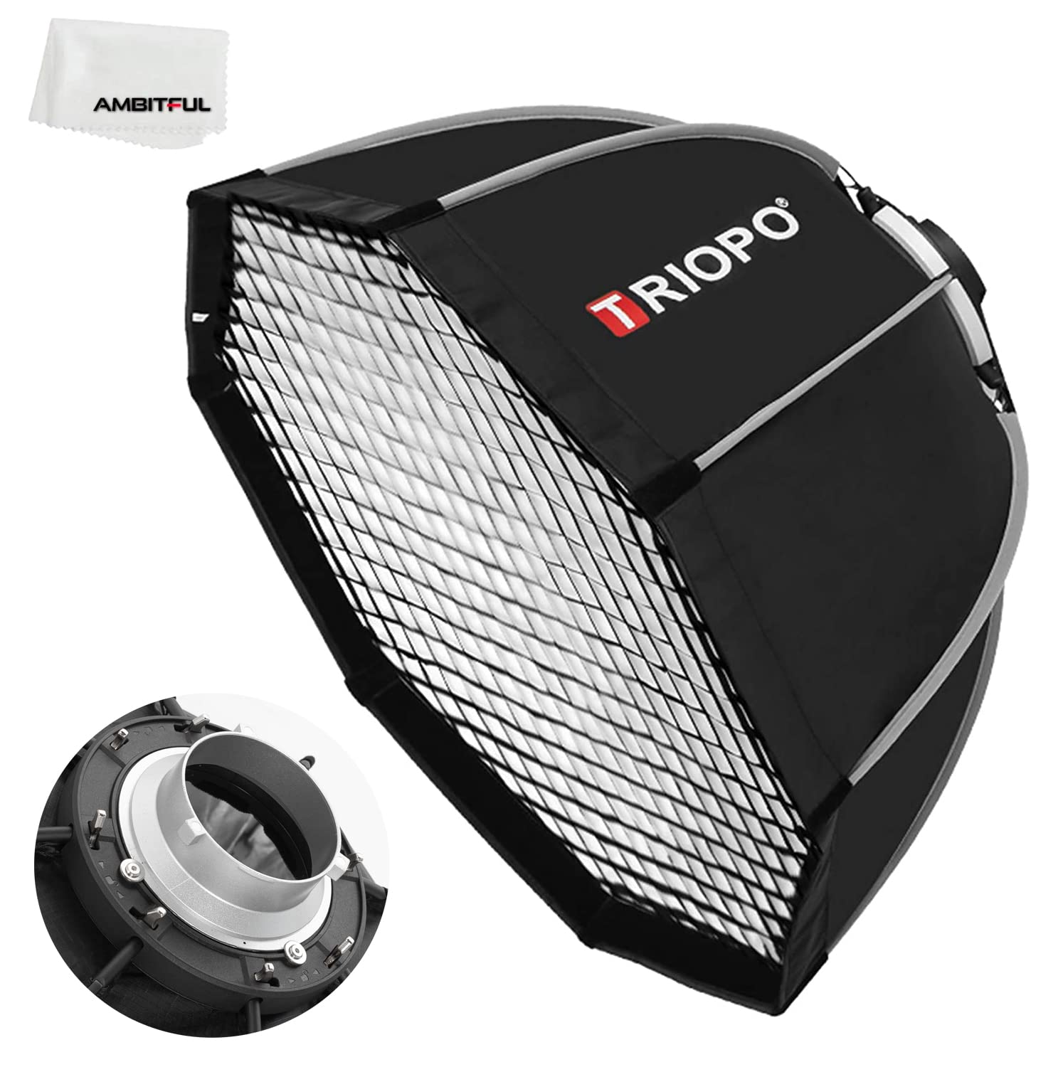 Triopo Bowens Mount Octagon Umbrella Softbox Quick Installation Softbox + Honeycomb Grid do studia Strobe Outdoor Fotografy 120cm